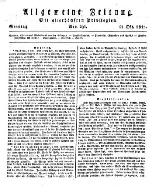 Allgemeine Zeitung Sonntag 21. Oktober 1821