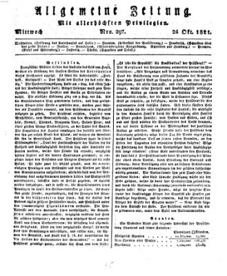 Allgemeine Zeitung Mittwoch 24. Oktober 1821