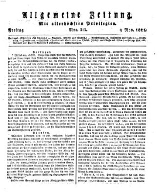 Allgemeine Zeitung Freitag 9. November 1821