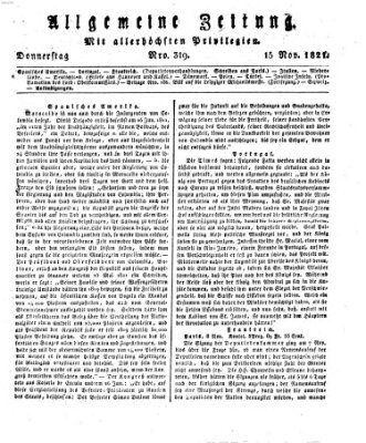 Allgemeine Zeitung Donnerstag 15. November 1821