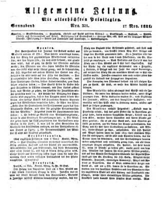 Allgemeine Zeitung Samstag 17. November 1821