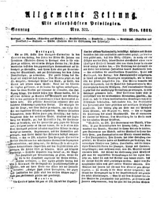 Allgemeine Zeitung Sonntag 18. November 1821