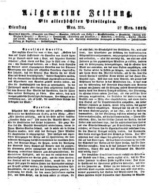 Allgemeine Zeitung Dienstag 27. November 1821