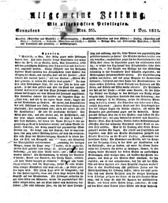 Allgemeine Zeitung Samstag 1. Dezember 1821