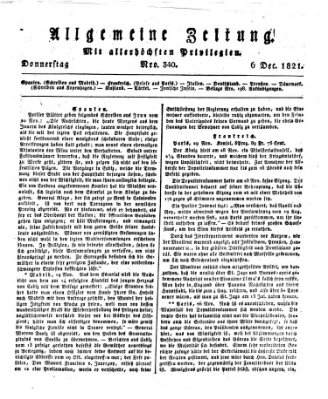 Allgemeine Zeitung Donnerstag 6. Dezember 1821