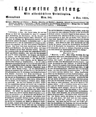 Allgemeine Zeitung Samstag 8. Dezember 1821