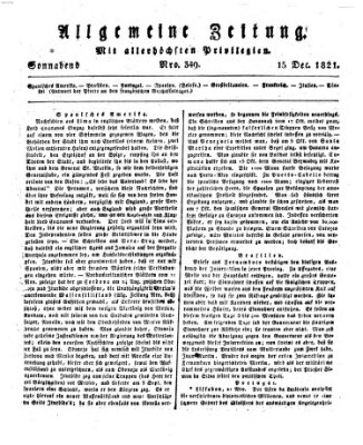 Allgemeine Zeitung Samstag 15. Dezember 1821