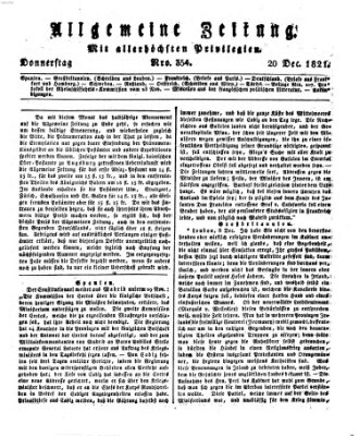 Allgemeine Zeitung Donnerstag 20. Dezember 1821