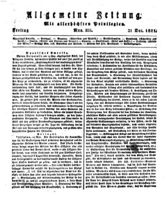 Allgemeine Zeitung Freitag 21. Dezember 1821