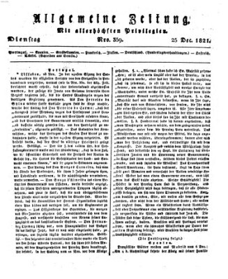 Allgemeine Zeitung Dienstag 25. Dezember 1821