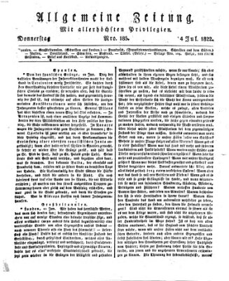 Allgemeine Zeitung Donnerstag 4. Juli 1822