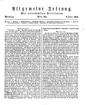 Allgemeine Zeitung Montag 8. Juli 1822