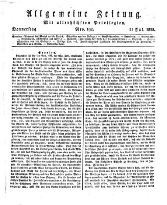 Allgemeine Zeitung Donnerstag 11. Juli 1822