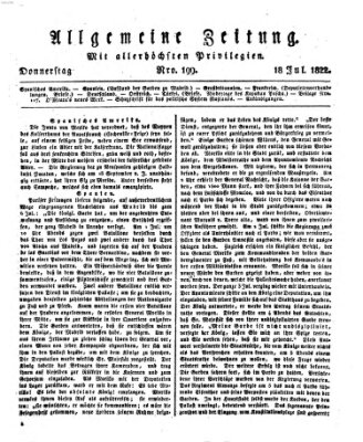 Allgemeine Zeitung Donnerstag 18. Juli 1822