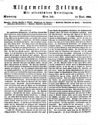 Allgemeine Zeitung Sonntag 21. Juli 1822