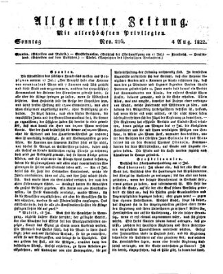 Allgemeine Zeitung Sonntag 4. August 1822