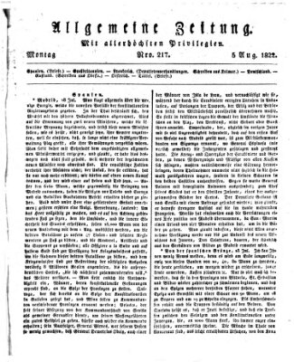 Allgemeine Zeitung Montag 5. August 1822