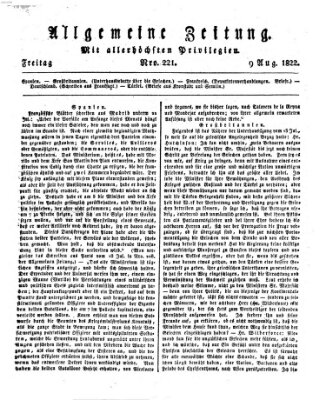 Allgemeine Zeitung Freitag 9. August 1822