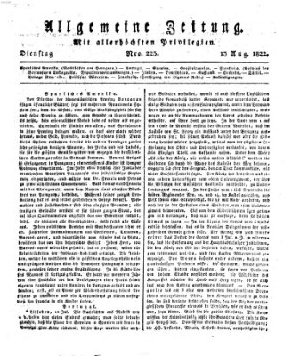 Allgemeine Zeitung Dienstag 13. August 1822