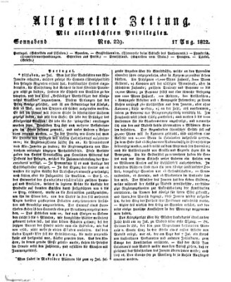 Allgemeine Zeitung Samstag 17. August 1822