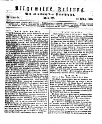 Allgemeine Zeitung Mittwoch 21. August 1822