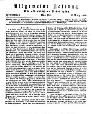 Allgemeine Zeitung Donnerstag 22. August 1822