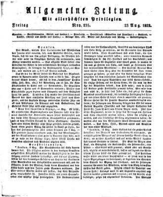 Allgemeine Zeitung Freitag 23. August 1822