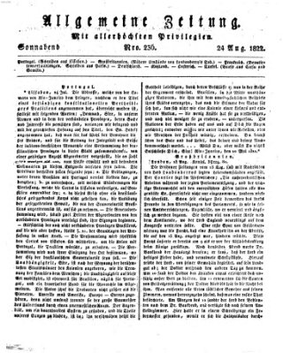 Allgemeine Zeitung Samstag 24. August 1822