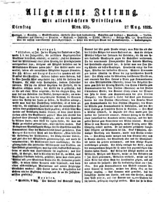 Allgemeine Zeitung Dienstag 27. August 1822