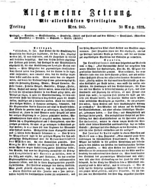 Allgemeine Zeitung Freitag 30. August 1822