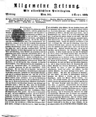 Allgemeine Zeitung Montag 2. September 1822