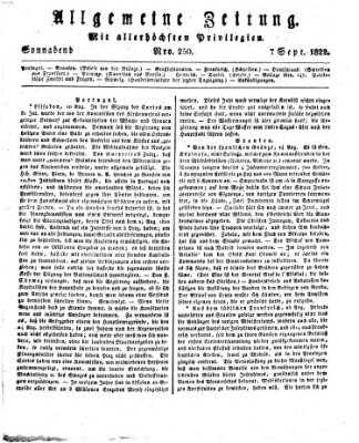 Allgemeine Zeitung Samstag 7. September 1822