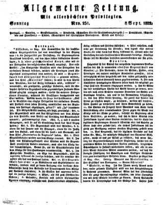 Allgemeine Zeitung Sonntag 8. September 1822