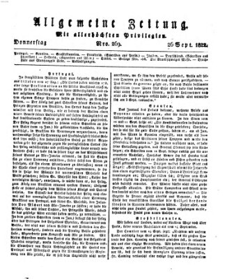 Allgemeine Zeitung Donnerstag 26. September 1822