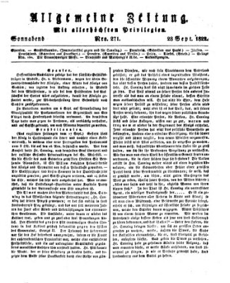 Allgemeine Zeitung Samstag 28. September 1822