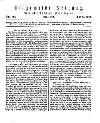 Allgemeine Zeitung Freitag 4. Oktober 1822