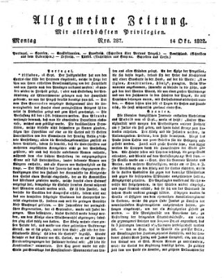 Allgemeine Zeitung Montag 14. Oktober 1822