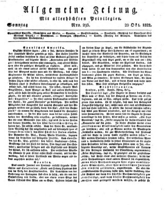 Allgemeine Zeitung Sonntag 20. Oktober 1822