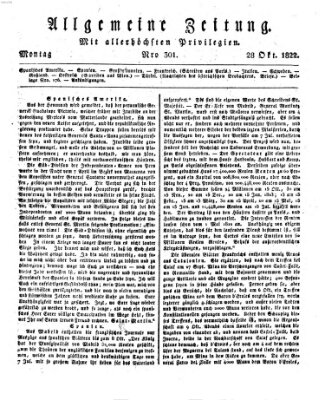 Allgemeine Zeitung Montag 28. Oktober 1822