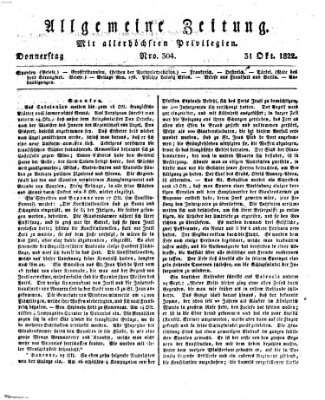 Allgemeine Zeitung Donnerstag 31. Oktober 1822