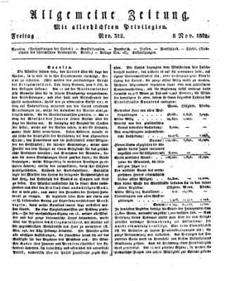 Allgemeine Zeitung Freitag 8. November 1822