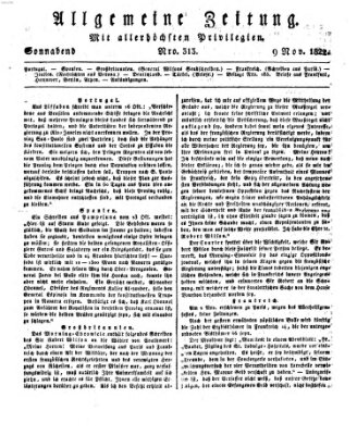 Allgemeine Zeitung Samstag 9. November 1822