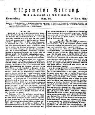 Allgemeine Zeitung Donnerstag 14. November 1822