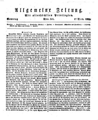 Allgemeine Zeitung Sonntag 17. November 1822