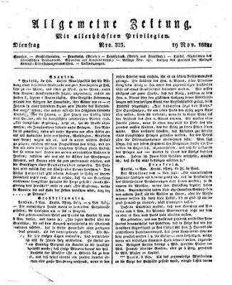 Allgemeine Zeitung Dienstag 19. November 1822