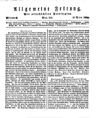 Allgemeine Zeitung Mittwoch 20. November 1822