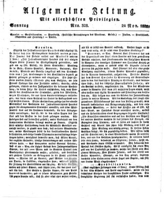 Allgemeine Zeitung Sonntag 24. November 1822