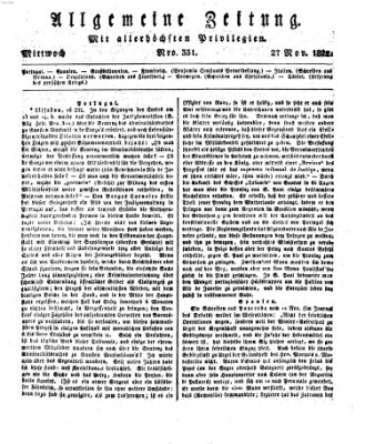 Allgemeine Zeitung Mittwoch 27. November 1822