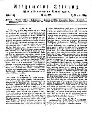 Allgemeine Zeitung Freitag 29. November 1822