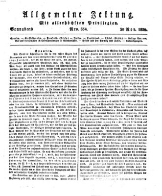 Allgemeine Zeitung Samstag 30. November 1822